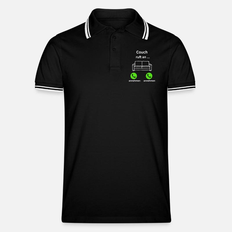 Couch ruft an - annehmen oder annehmen? - Männer Tipped Poloshirt - Schwarz/Weiß