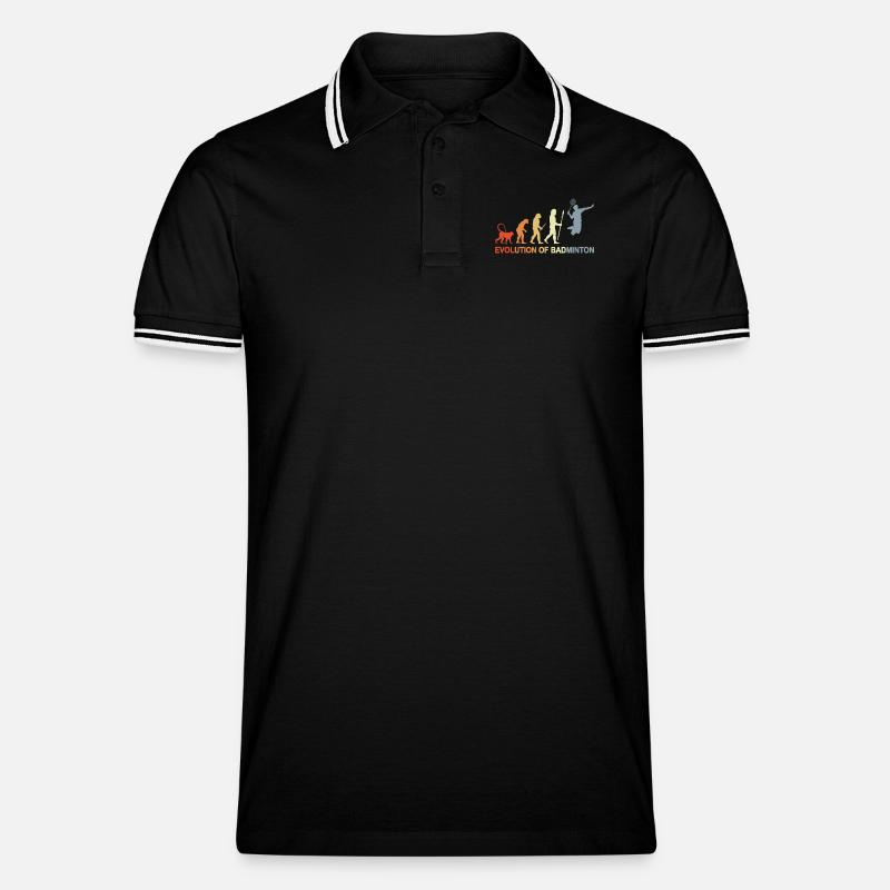 Badminton Evolution - Männer Tipped Poloshirt - Schwarz/Weiß