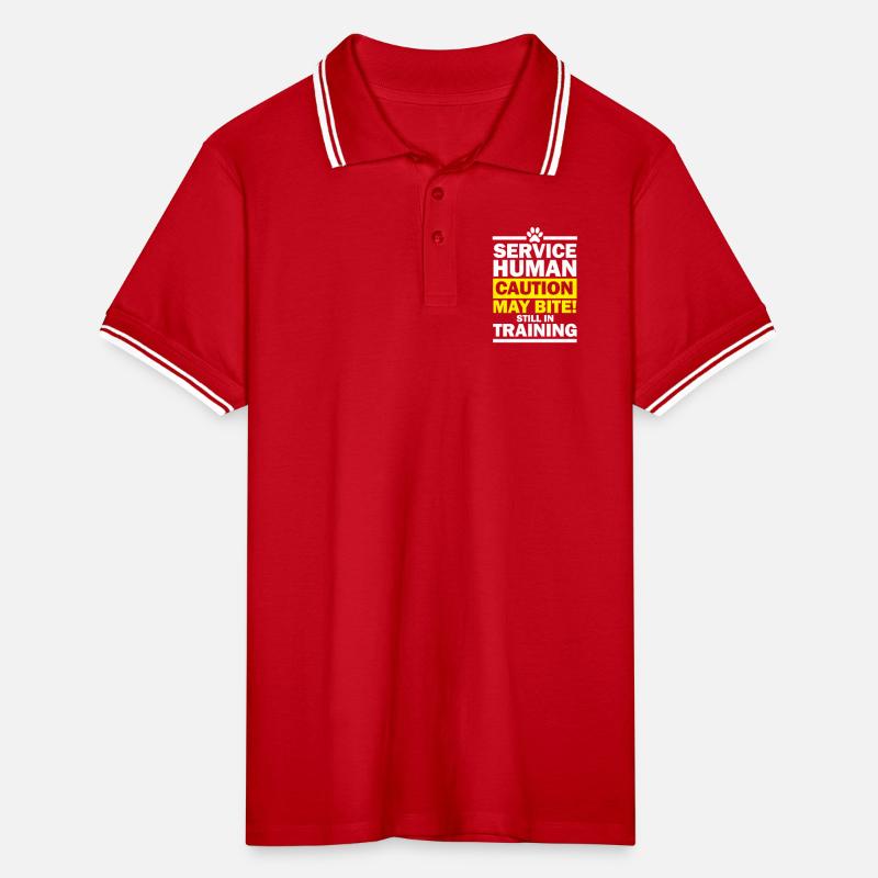 Service Human Caution May Bite Still in Training Men's Tipped Polo Shirt