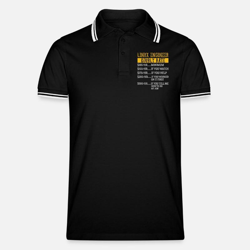 Linux Engineer Stundensatz Mechaniker Arbeitsrate - Männer Tipped Poloshirt - Schwarz/Weiß