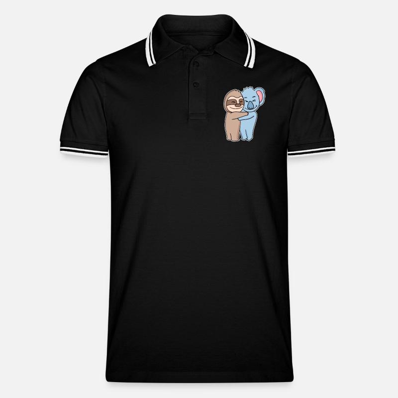 Sloth and koala hugging - hug - Men's Tipped Polo Shirt - black/white