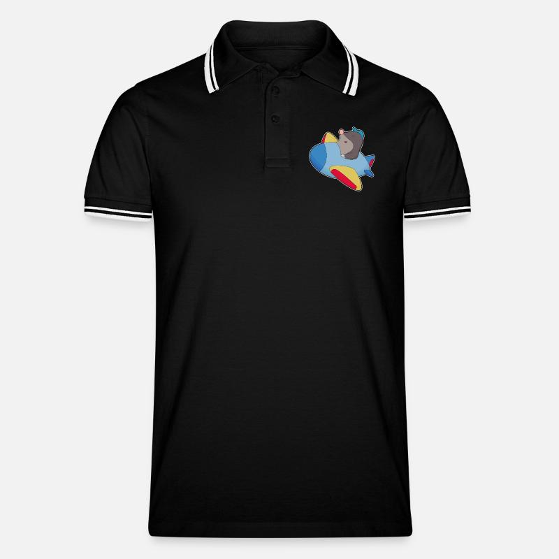 Maulwurf Pilot Flugzeug - Männer Tipped Poloshirt - Schwarz/Weiß
