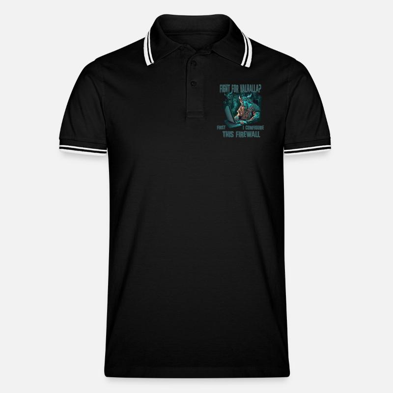Firewall first Wikinger programmierer - Männer Tipped Poloshirt - Schwarz/Weiß