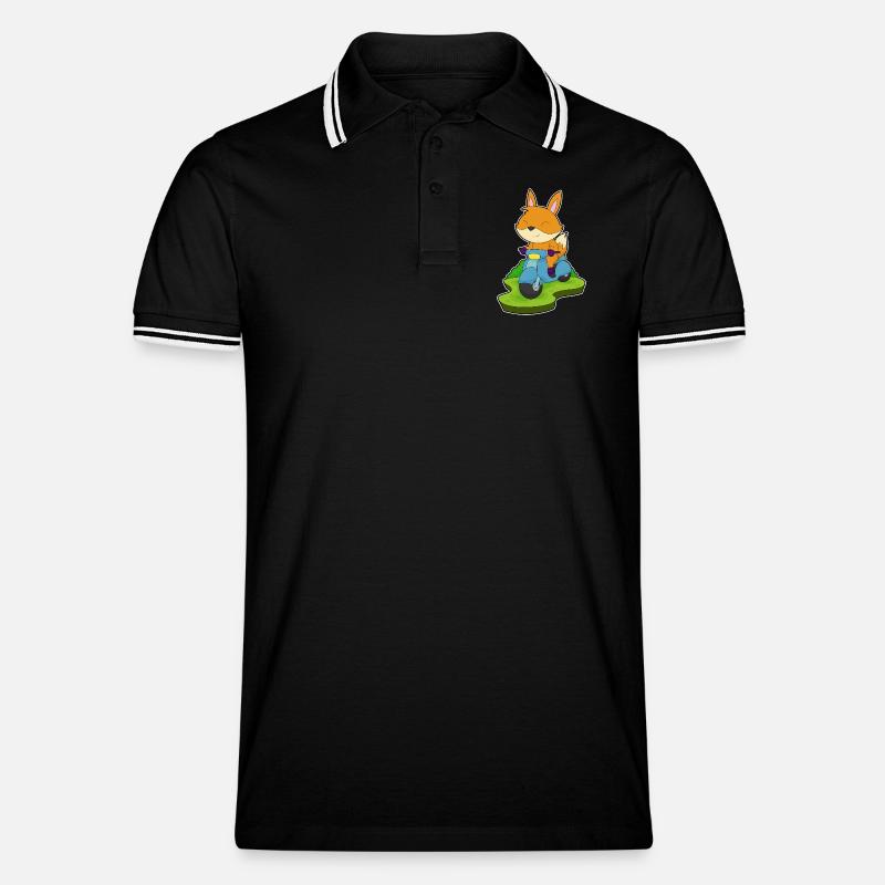 Fuchs Motorroller - Männer Tipped Poloshirt - Schwarz/Weiß