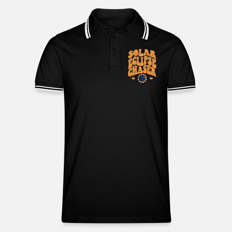 Solar eclipse chaser - Männer Tipped Poloshirt - Schwarz/Weiß
