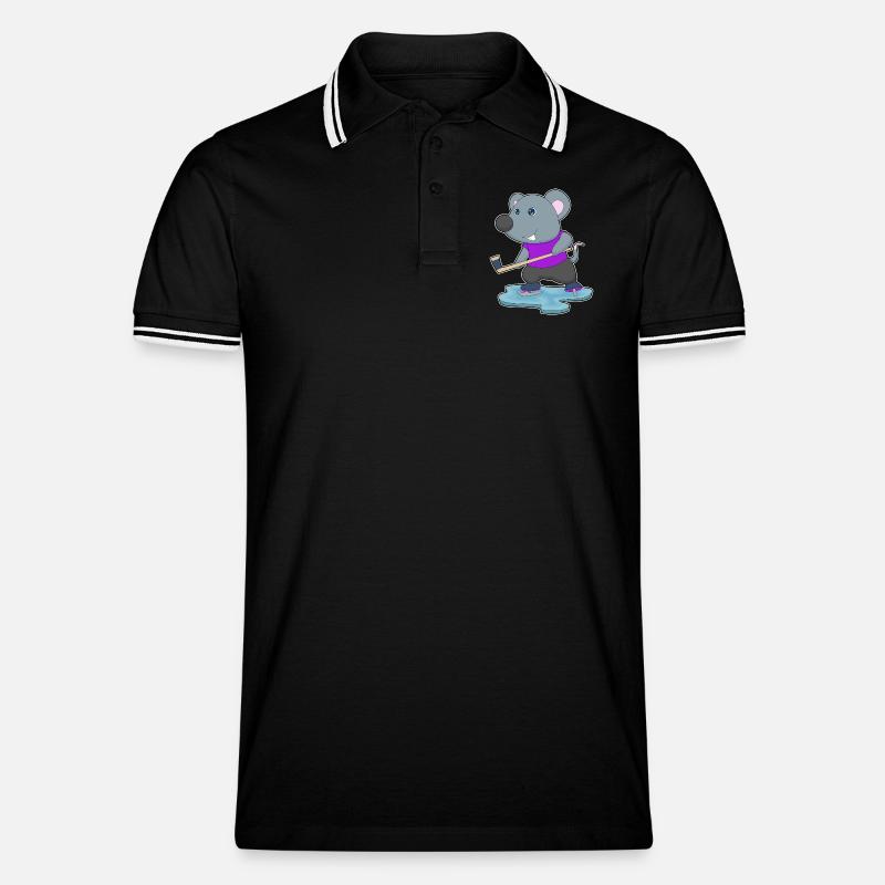 Maus Eishockey Eishockeyschläger - Männer Tipped Poloshirt - Schwarz/Weiß