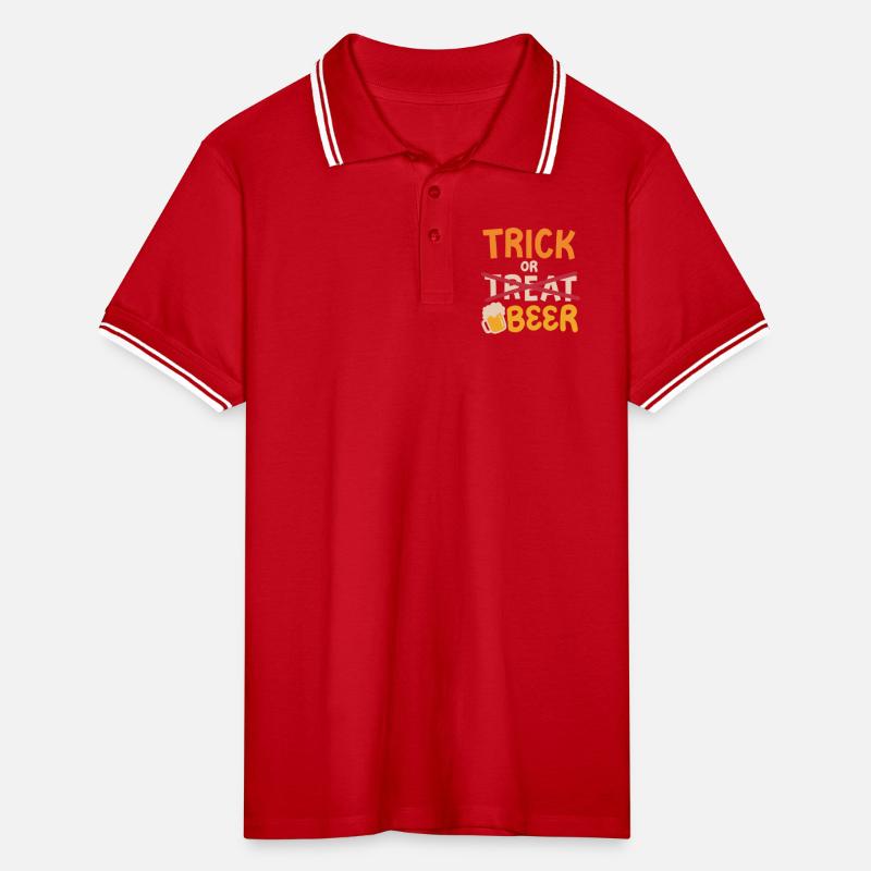Süßes oder Saures Halloween Bier trinken Männer Tipped Poloshirt