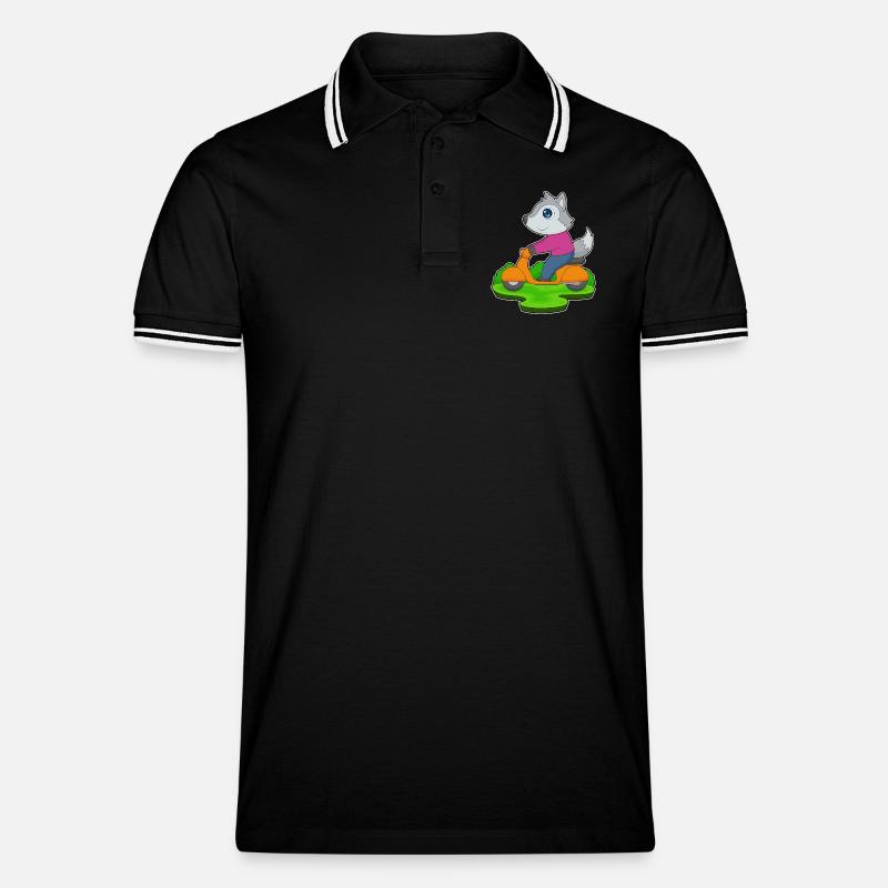 Wolf Motorroller - Männer Tipped Poloshirt - Schwarz/Weiß