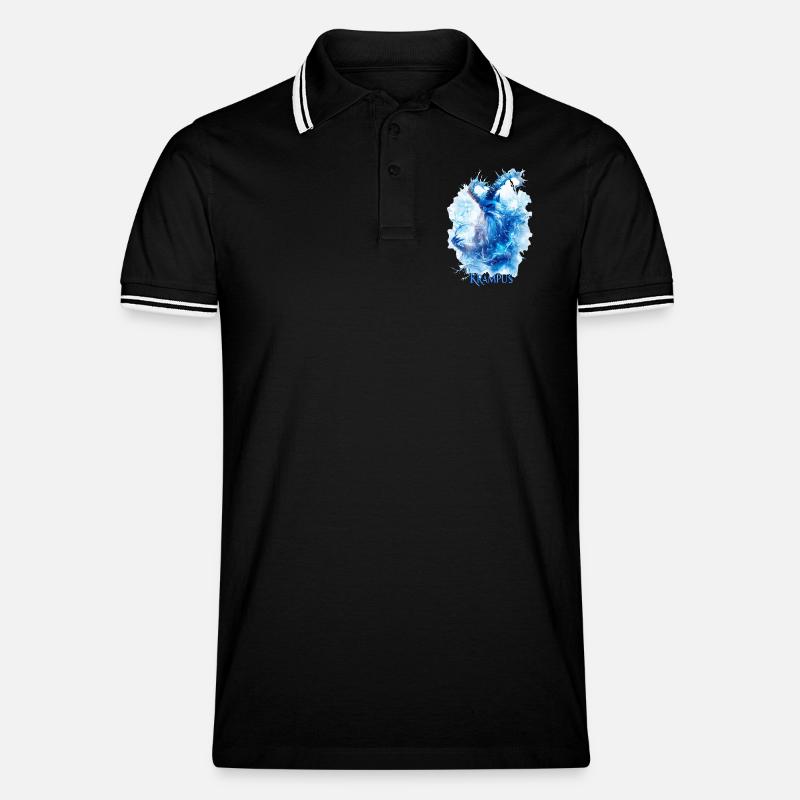 Krampus in einer Eislandschaft - Männer Tipped Poloshirt - Schwarz/Weiß