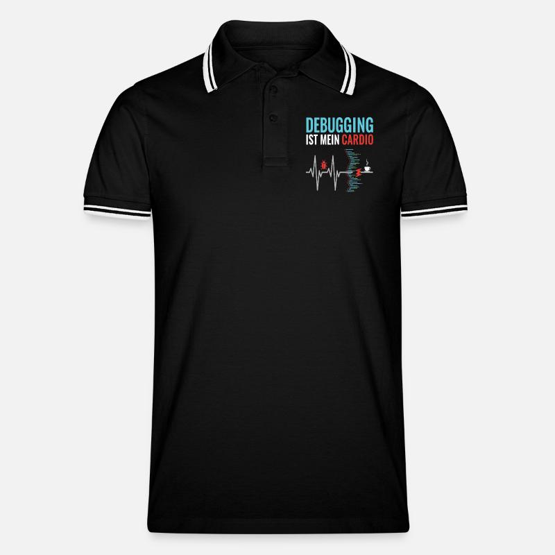 Debugging ist mein Cardio - Programmierer Nerd - Männer Tipped Poloshirt - Schwarz/Weiß