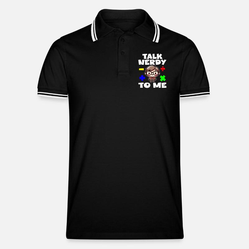 SPRICH NERDIG MIT MIR - TEACHET GESCHENK - Männer Tipped Poloshirt - Schwarz/Weiß