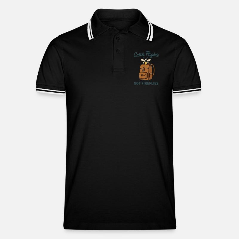 Firefly Summer Night Glow Bug Nostalgic - Männer Tipped Poloshirt - Schwarz/Weiß