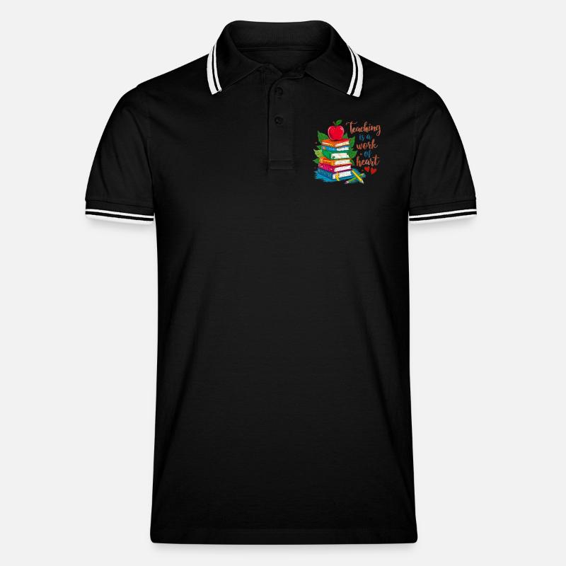 Lehrerin Bokstack und Hjärta - Männer Tipped Poloshirt - Schwarz/Weiß