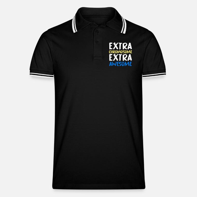 Extra Chromosome Extra Awesome - Männer Tipped Poloshirt - Schwarz/Weiß
