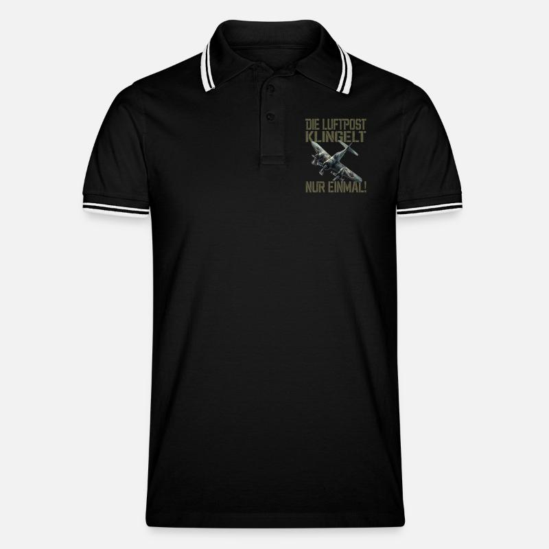 Die Luftpost Klingelt Nur Einmal Flugzeug - Männer Tipped Poloshirt - Schwarz/Weiß