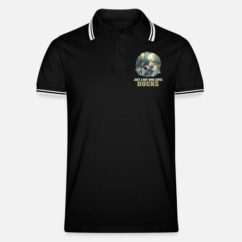 Enten Ente - Männer Tipped Poloshirt - Schwarz/Weiß
