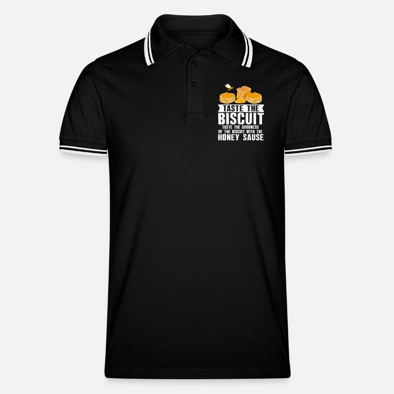 Probieren Sie den Biscuit-Honig-Tröpfel - Männer Tipped Poloshirt - Schwarz/Weiß