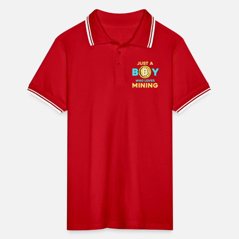 Krypto Mining Junge – Bitcoin Leidenschaft Männer Tipped Poloshirt