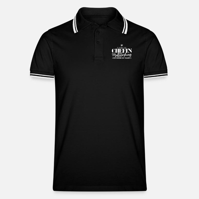 Ich bin die Chefin Multitasking - Männer Tipped Poloshirt - Schwarz/Weiß