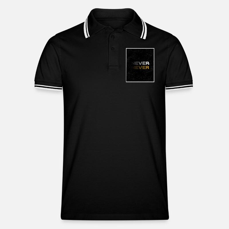 NEVER SAY NEVER – Minimal Statement Design - Männer Tipped Poloshirt - Schwarz/Weiß