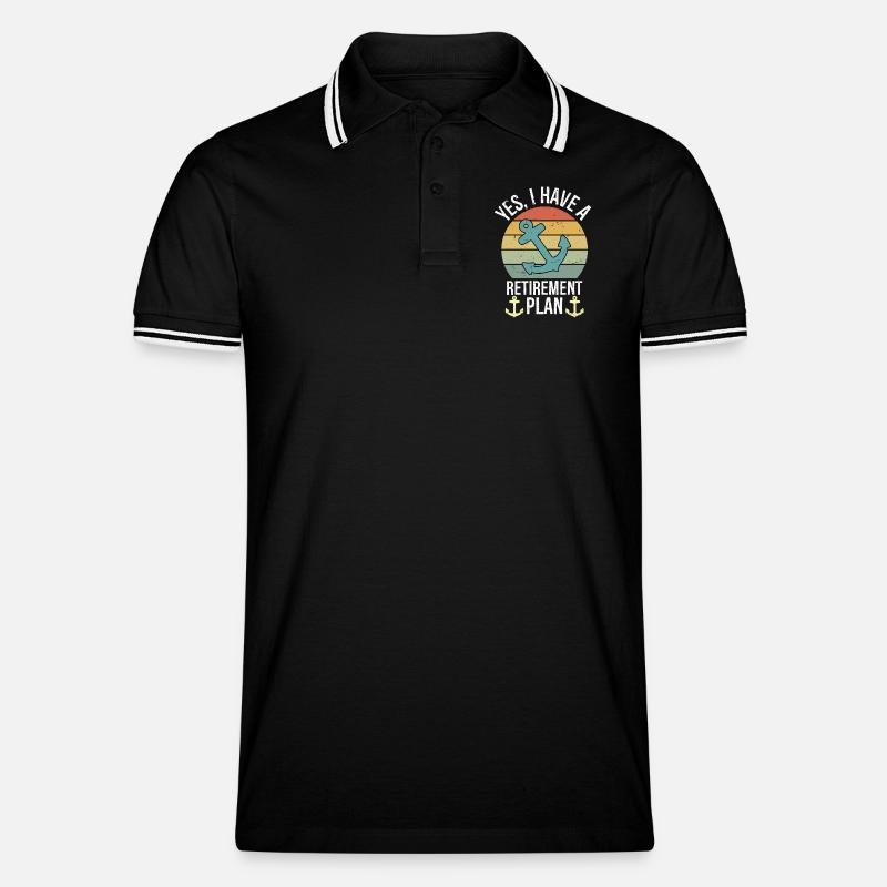 Plain Sailing Boat Retirement Plan Gift - Männer Tipped Poloshirt - Schwarz/Weiß