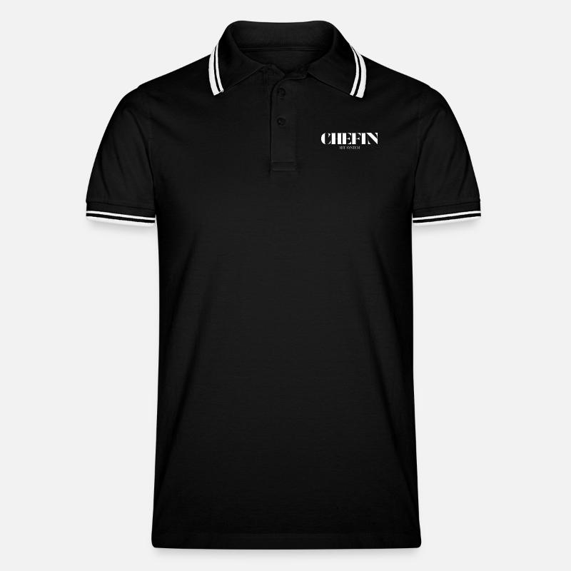 Chefin Spruch Mit System - Männer Tipped Poloshirt - Schwarz/Weiß