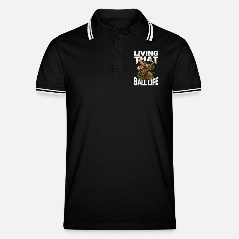 Königspython Schlangen Liebhaber Terrarium Python - Männer Tipped Poloshirt - Schwarz/Weiß