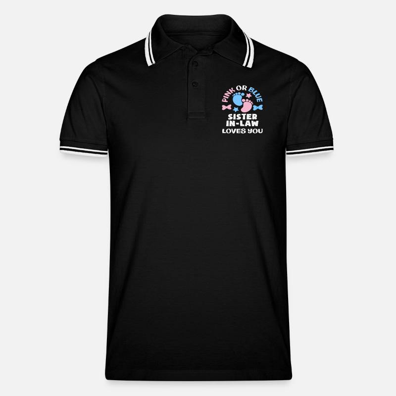 Pink Oder Blau Stiefschwester Gender Reveal - Männer Tipped Poloshirt - Schwarz/Weiß