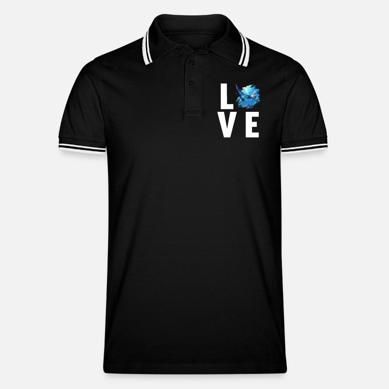 Rochen Mantarochen - Männer Tipped Poloshirt - Schwarz/Weiß