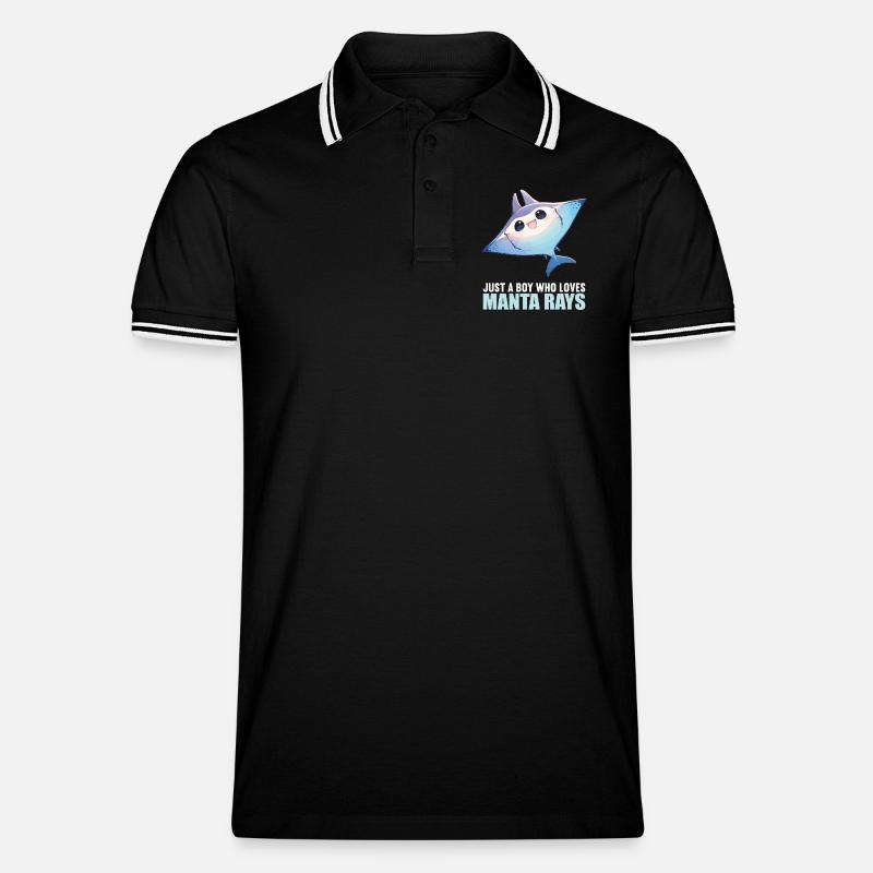 Rochen Mantarochen - Männer Tipped Poloshirt - Schwarz/Weiß