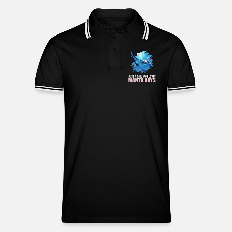 Rochen Mantarochen - Männer Tipped Poloshirt - Schwarz/Weiß