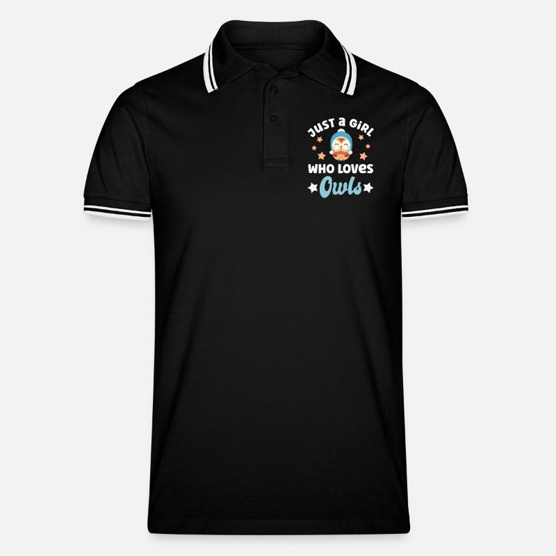 Eule Eulen - Männer Tipped Poloshirt - Schwarz/Weiß