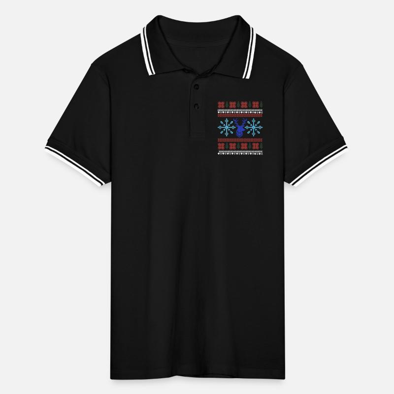Pixel Christmas Pattern Men's Tipped Polo Shirt