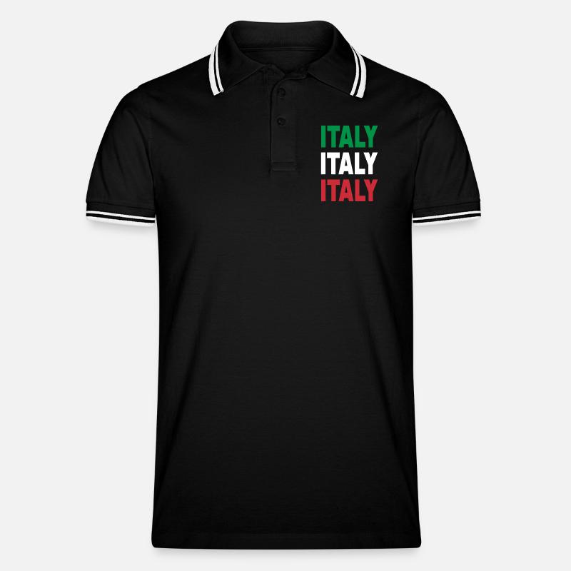 Italien / Geschenk / Geschenkidee - Männer Tipped Poloshirt - Schwarz/Weiß