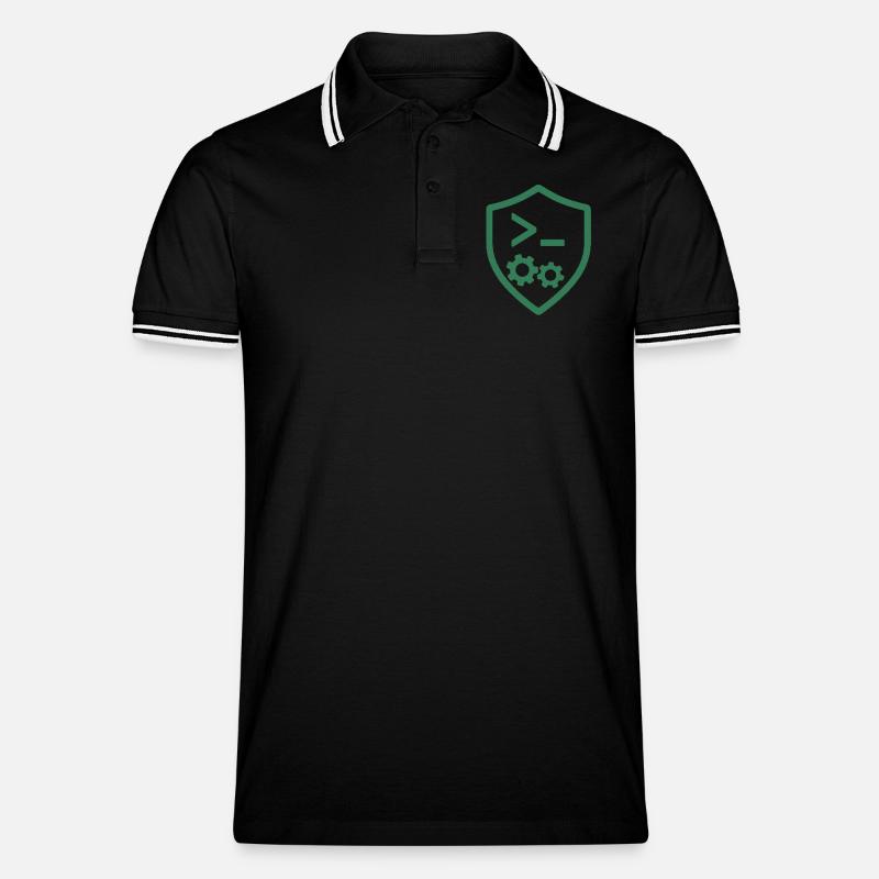 Code Schild mit Zahnrädern - Männer Tipped Poloshirt - Schwarz/Weiß