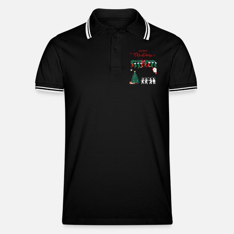 Frohe Weihnachten - Männer Tipped Poloshirt - Schwarz/Weiß