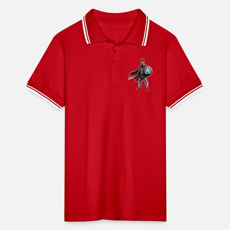 Hoplite Spartiate Lambda Bouclier Épée Mascotte Polo tipped Homme