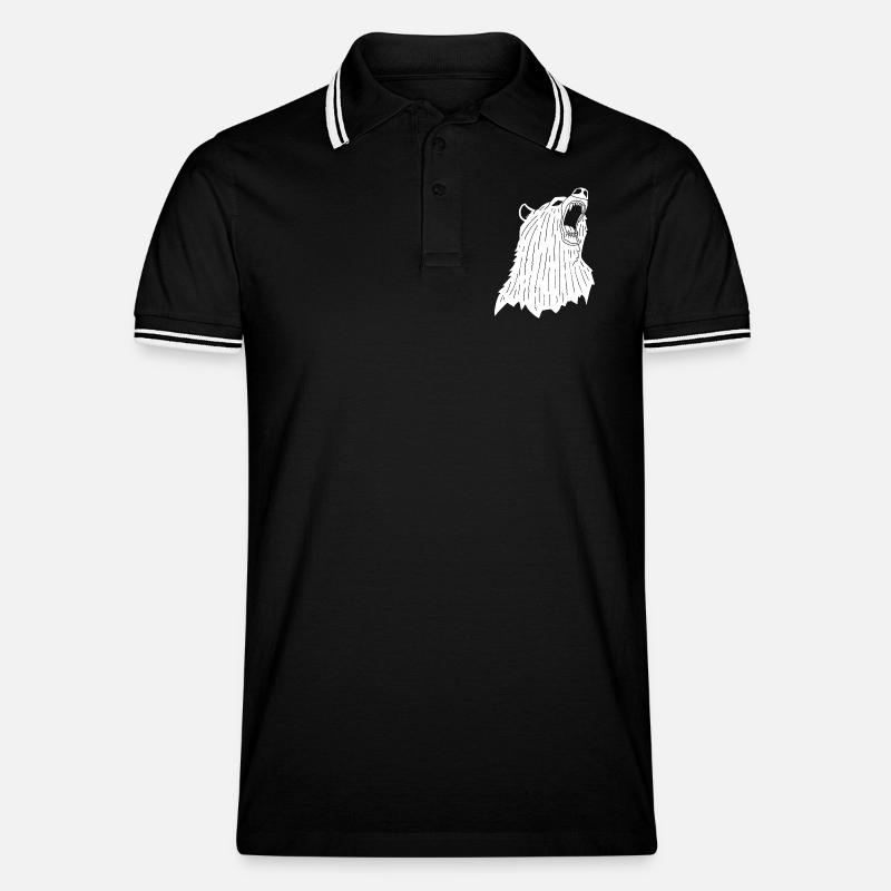 Wütender Eisbär - Männer Tipped Poloshirt - Schwarz/Weiß