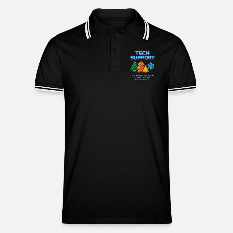 Lustiger Technischer Support Debug Weihnachten - Männer Tipped Poloshirt - Schwarz/Weiß