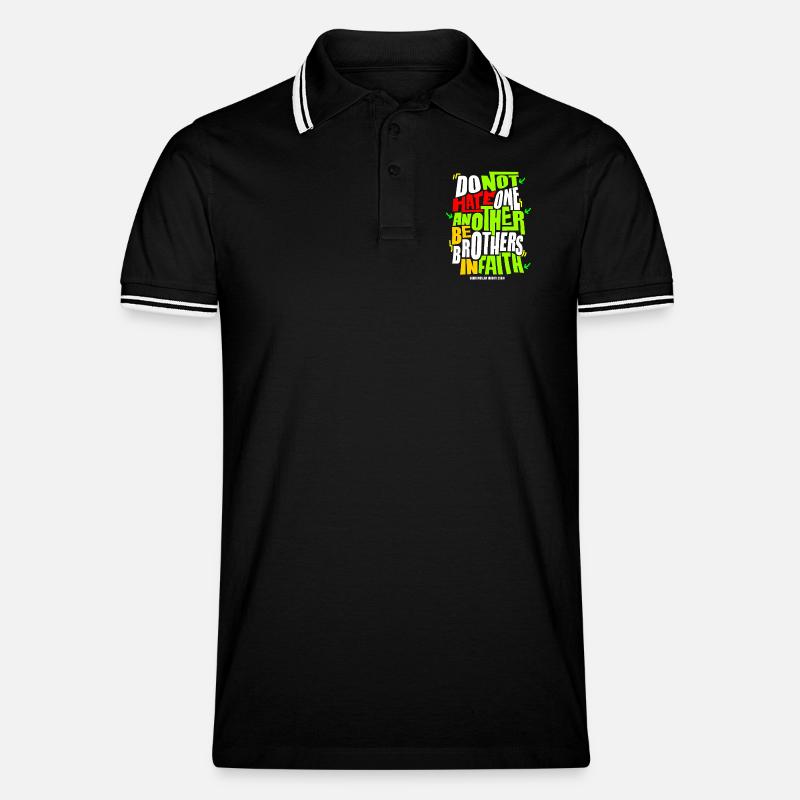 Hasst einander nicht Glaubenszitat - Männer Tipped Poloshirt - Schwarz/Weiß