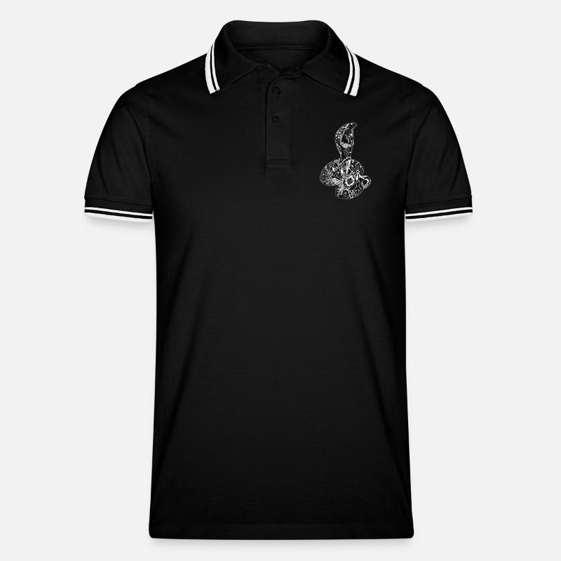 Patchwork Cobra - Männer Tipped Poloshirt - Schwarz/Weiß