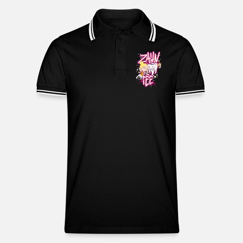 Zahnheldin Comiczauber - Männer Tipped Poloshirt - Schwarz/Weiß