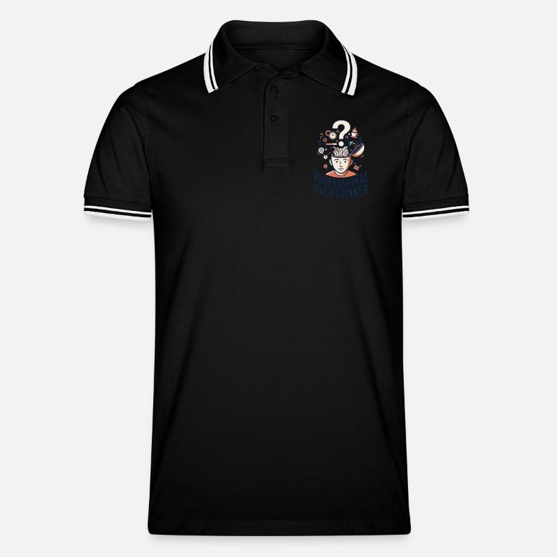 Profi Overthinker - Männer Tipped Poloshirt - Schwarz/Weiß