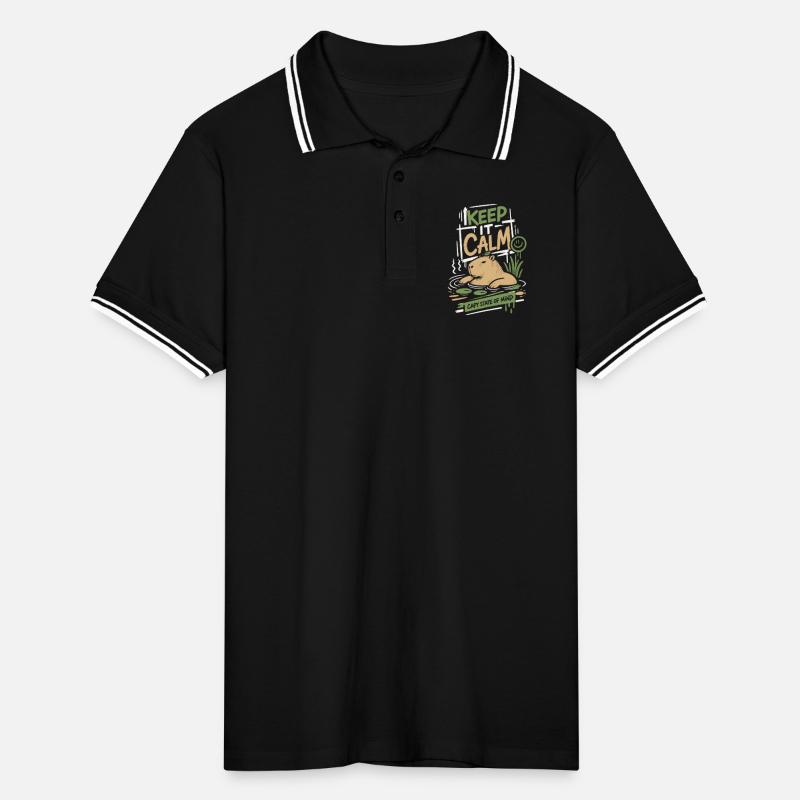 Keep It Calm Capy State Mind Men's Tipped Polo Shirt