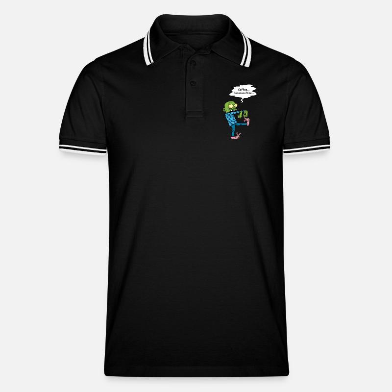 Brauchen Sie einen Kaffee - Männer Tipped Poloshirt - Schwarz/Weiß