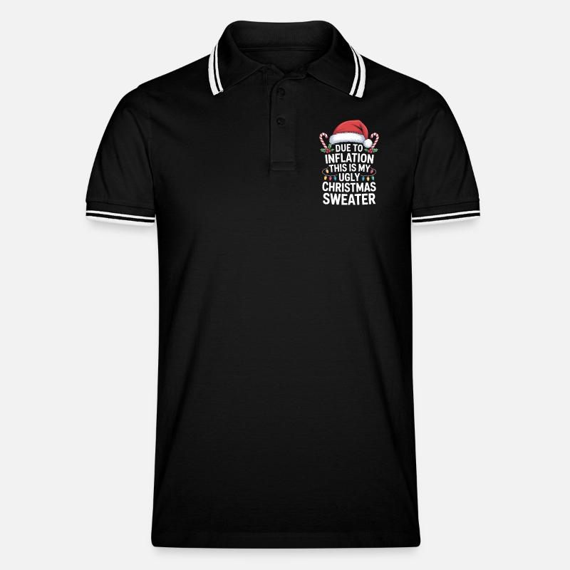 Inflation Hässlicher Weihnachtspullover - Männer Tipped Poloshirt - Schwarz/Weiß