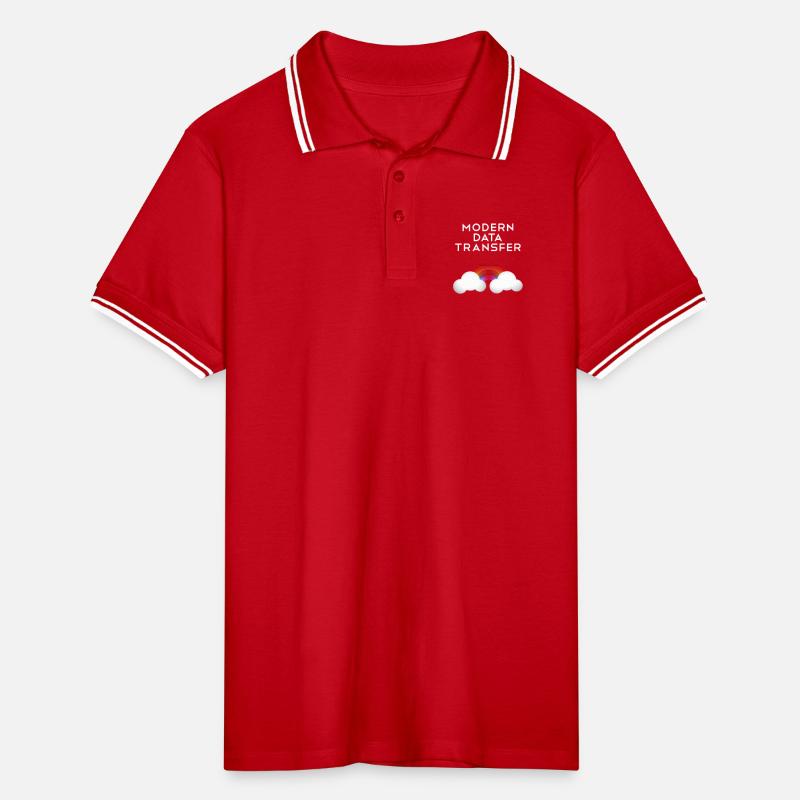 Modern Data Transfer Clouds Computer Scientist Gift Men's Tipped Polo Shirt