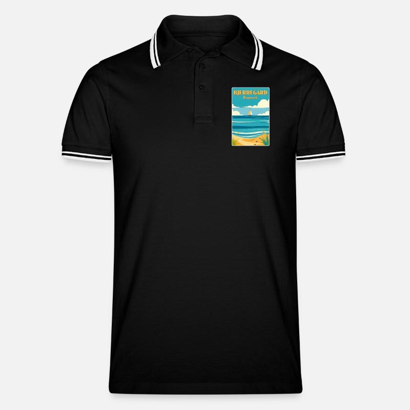 Bjerregard Dänemark - Männer Tipped Poloshirt - Schwarz/Weiß