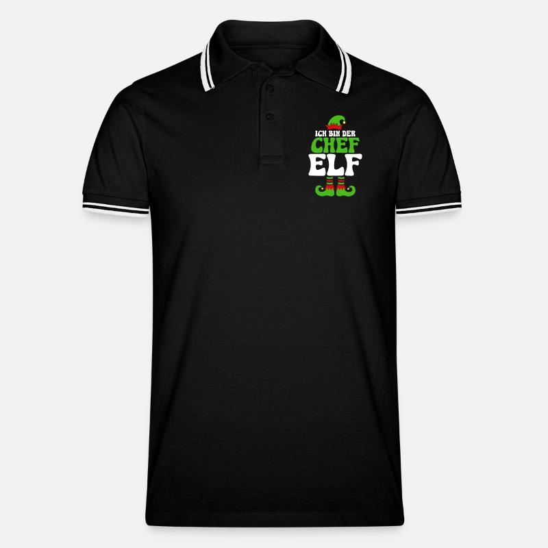 Ich bin der Chef Elf - Männer Tipped Poloshirt - Schwarz/Weiß