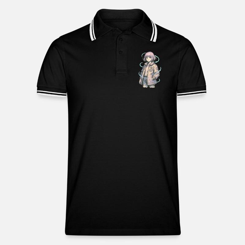 Neon Patch Bomber Mädchen - Männer Tipped Poloshirt - Schwarz/Weiß
